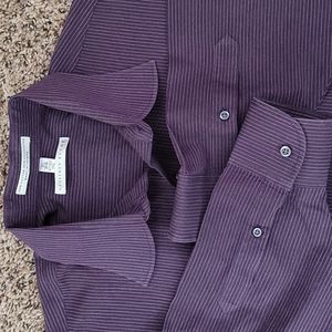 GEOFFREY BEENE WRINKLE FREE REG FIT PINSTRIPE LS DRESS SHIRT 16 1/2 34/35 EUC